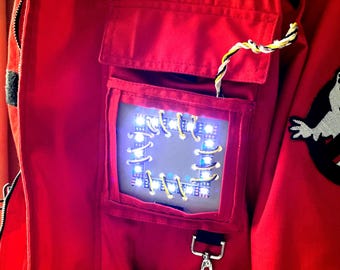 Pocket Gizmo Ghostbusters Red Jacket Square Light Up Frozen Empire Ghostbuster Prop Replica Static White LED Costume Cosplay
