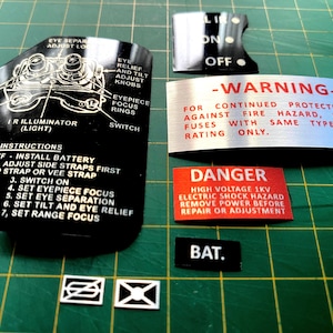 Ecto Goggles Labels Ghostbusters Set of Brushed Metal Silver Metallic or White Vinyl Waterproof Decals