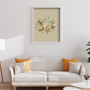 Printable Wall Art Poster | Forget-me-Not Flower Poster in Sage and Terracotta | Minimalist | Soothing Decor | Digital Download | Home decor