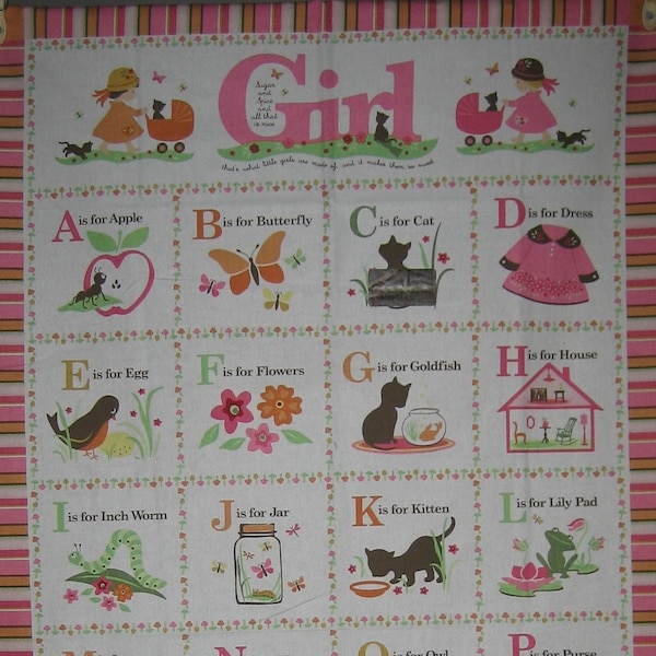 Child's Play with Kate & Nate A to Z Girl FLANNEL PANEL:  by  Sheri Berry Designs for Lyndhurst Studio Patt 6673