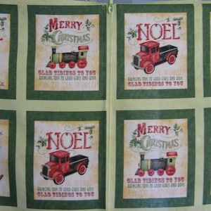 Vintage Toy Shop Block panel CP50017 Susan Winget (24 x 42 inches ) on kiwi green  background