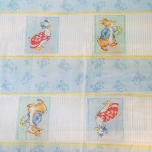 Beatrix Potter fabric,  three character repeated panel,  ideal for curtaining  ( 25 x 56 inches )