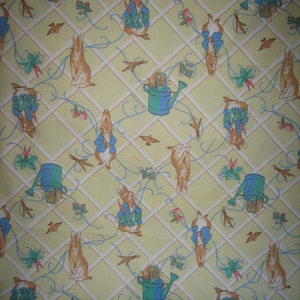 Peter Rabbit Beatrix Potter yellow background cotton canvas ( 18 x 62 inches ) 1997