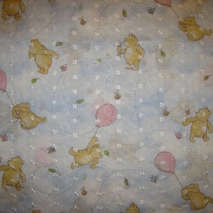 Classic Pooh # 1446 Pooh and balloons  broderie anglaise / eyelet fabric Springs Industries ( BTHY )  18 x 44 inches