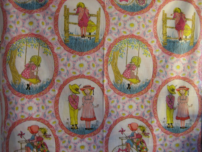 VERY RARE : Holly Hobbie poly cotton blend fabric retro vintage fabric American Greetings corp, by Manes Fabrics Co, 64 x 44 inches image 4