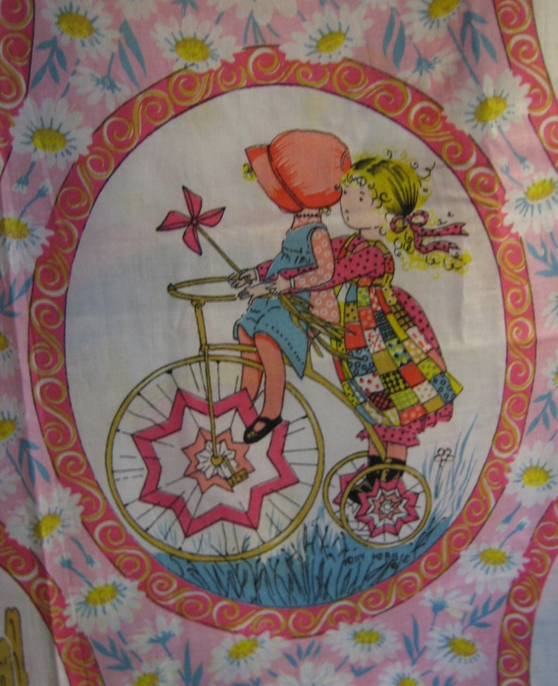 VERY RARE : Holly Hobbie poly cotton blend fabric retro vintage fabric American Greetings corp, by Manes Fabrics Co, 64 x 44 inches image 9