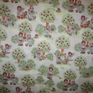 Raggedy Ann Scenic apple trees all over, cotton fabric  ( Daisy Kingdom # 4501 ) 18 X 44 inches