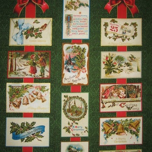 Cartões de Natal alegres de Erin Turner Penny Rose Fabrics SC5200 (18 x 44 polegadas) 2016 Fundo verde