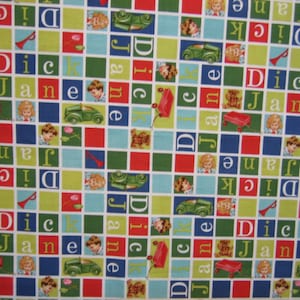 Dick and Jane crossword fabric, Michael Miller fabrics  (18 x 44 inches )