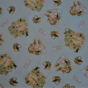 Flopsy, Mopsy and Cotton-tail Beatrix Potter blue background( 18 x 44 inches )