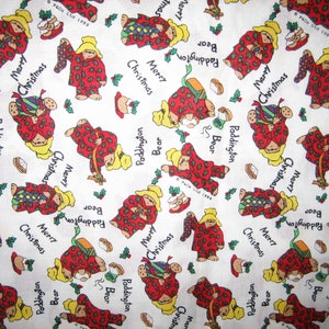 Paddington Bear in Christmas pajamas fabric by Rose &  Hubble 1999 ( 18 x 42 inches )