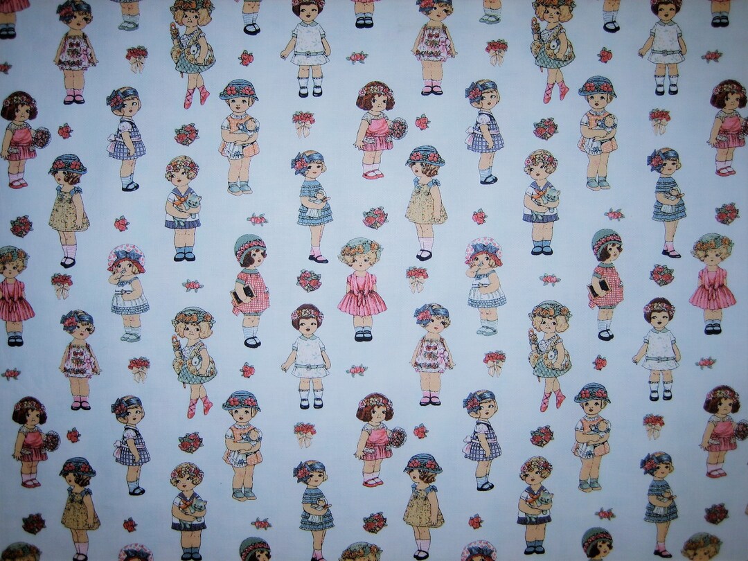 Windham Fabrics Paper Dolls Pattern 281182 Ice Blue Etsy
