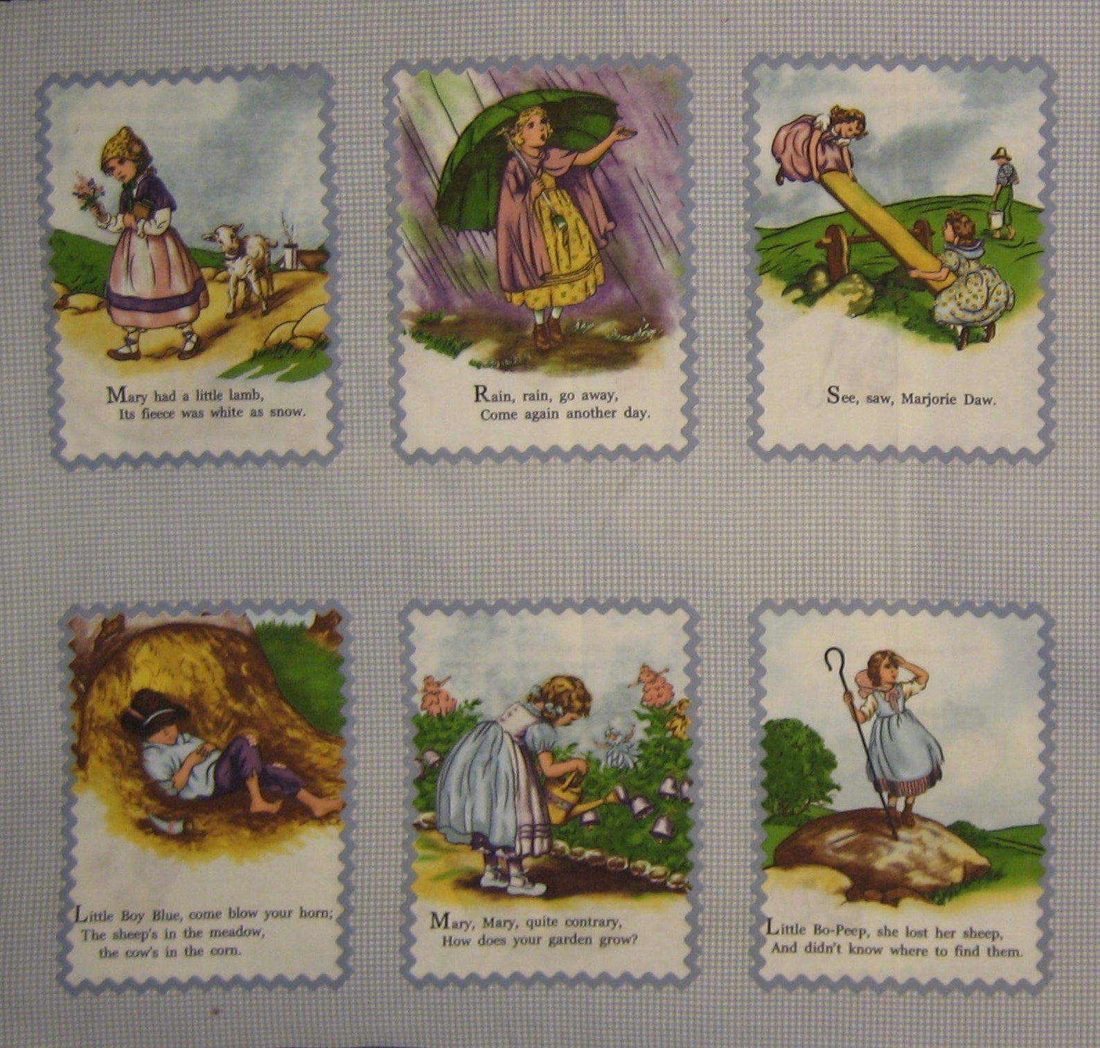 Moda Storytime Nursery Rhymes Panel in Rick Rack Frames Gray Etsy