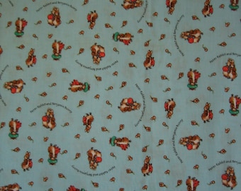 REDUCED PRICE : Peter Rabbit and Benjamin Bunny Fabric Beatrix Potter ( 22 x 44 inches ) 2003