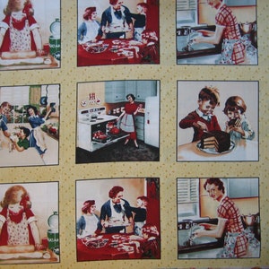 Amy&#39;s Kitchen fabric panel, by the Vintage Workshop for Red Rooster ( DSN #15322 )17 x 44 inches
