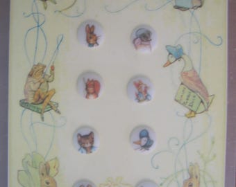 Beatrix Potter small buttons, set of 8 ( 8/16&quot; )