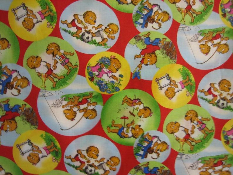 Berenstain Bears Welcome to Bear Country on red by Moda 55502-14 18 inches x 44 inches image 4