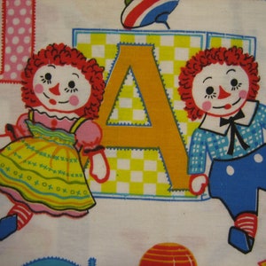 Raggedy Ann, Raggedy Andy, alfabeto e brinquedos em tecido de algodão macio (sem marca) 42" de largura, 2 comprimentos (lavado)