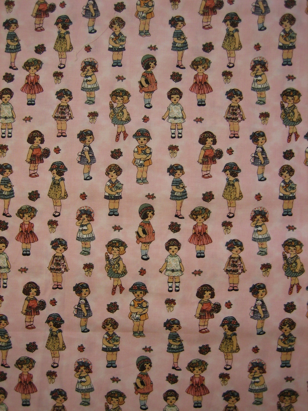 Windham Fabrics Paper Dolls Pattern 281181 Pink Background 18 X 44