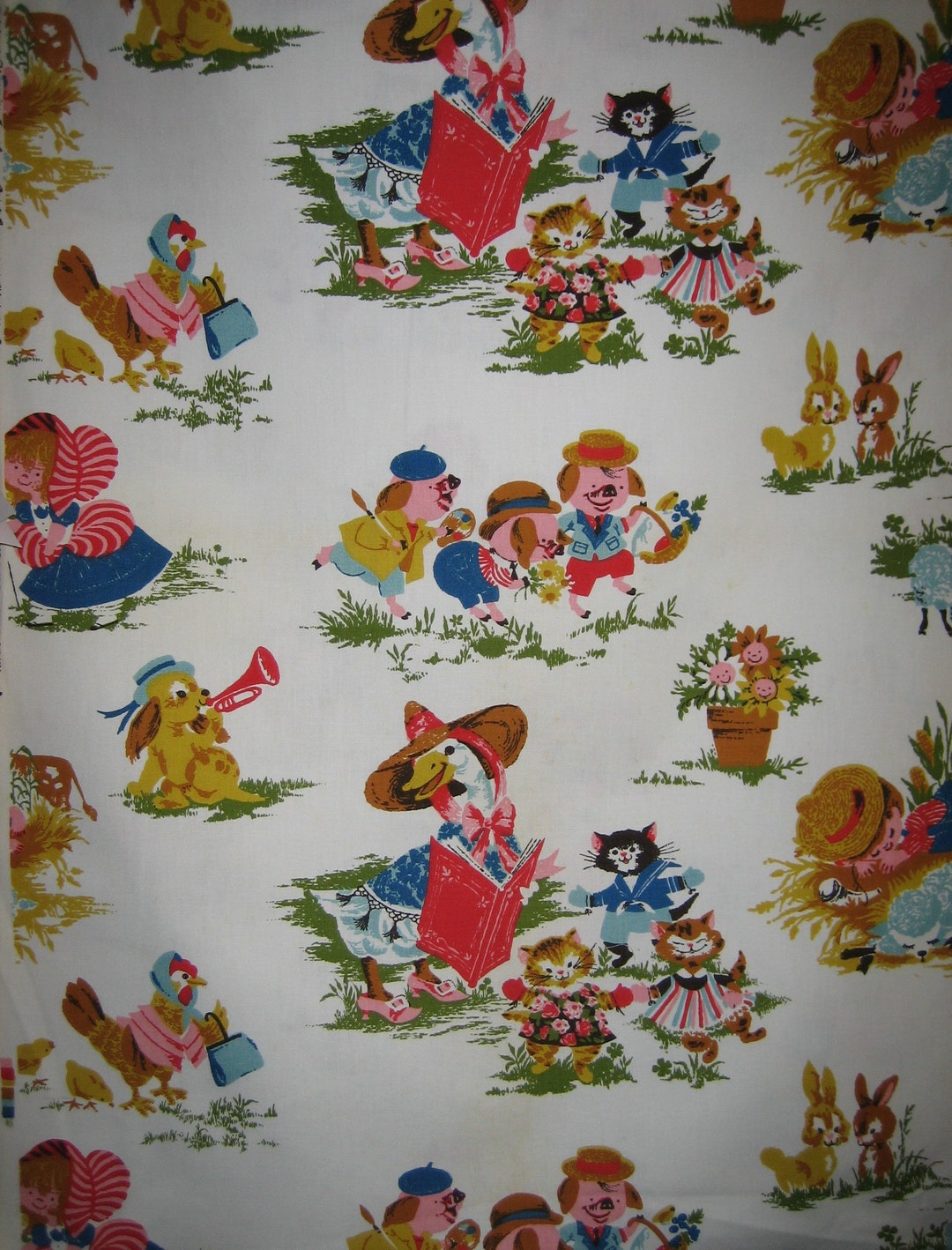 Nursery Rhyme Fabric on Barkcloth House and Home Fabrics & Etsy