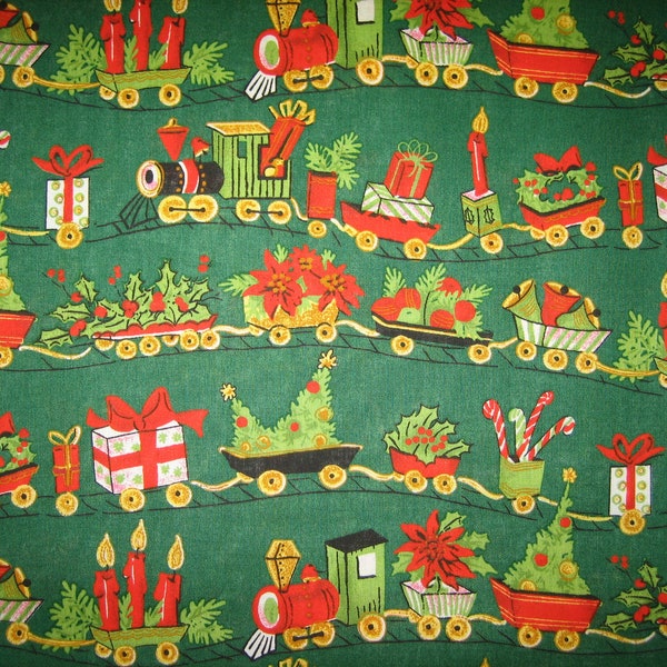 Christmas Vintage train on green background for Jo-Ann Stores, Inc  ( 16 x 42 inches )