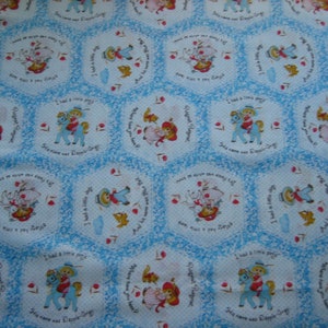 Nursery Rhymes pictures with rhymes in blue hexagons (Spring Mills ) 23 x 44 inches