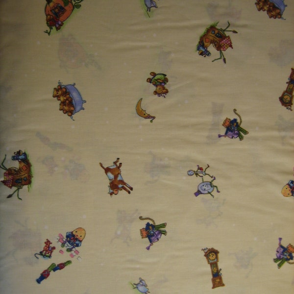 Nursery Rhymes on cream background ( ideal for baby room curtains ) by the half yard