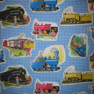 Train fabric &quot;The Little Engine that could &quot;   2005 by Springs Industries  ( 22 x 44 inches )