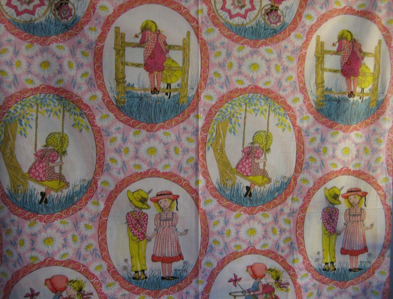 VERY RARE : Holly Hobbie poly cotton blend fabric retro vintage fabric American Greetings corp, by Manes Fabrics Co, 64 x 44 inches image 3