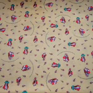 Peter Rabbit and Benjamin Bunny Fabric Beatrix Potter on yellow background ( 18 x 44 inches )