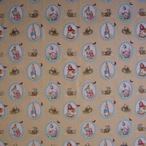 Beatrix Potter fabric yellow cameo images ( 24 x 42 inches ) Quilting Treasures, 2006