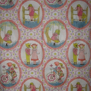 VERY RARE : Holly Hobbie poly cotton blend fabric retro vintage fabric American Greetings corp, by Manes Fabrics Co, 64 x 44 inches image 1