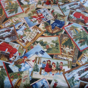 Tessuto per cartoline natalizie vittoriane, cartoline dorate lanciate (18 x 44 pollici) tessuti RJR