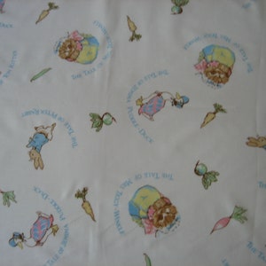 Beatrix Potter characters on white, Frederick Warne and Co. 1988  Springs Industries  (18 x 44 inches)