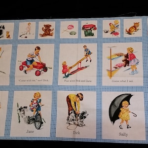 Dick and Jane Panel ( Michael Miller ) Very rare ! 23 x 44 inches