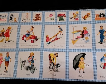 Dick and Jane Panel ( Michael Miller ) Very rare ! 23 x 44 inches