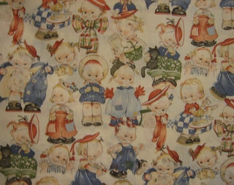 Mabel Lucie Attwell fabric with children toss 2001 Woodrow Studio, London, England ( 17.5 x 44 inches )