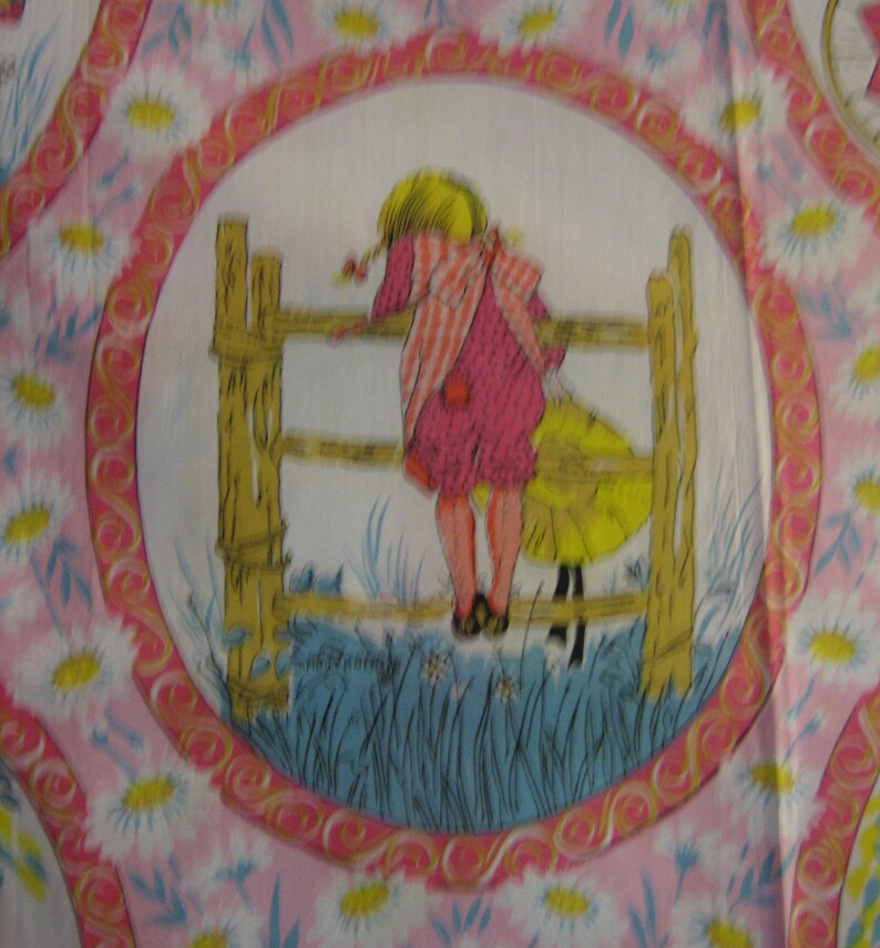 VERY RARE : Holly Hobbie poly cotton blend fabric retro vintage fabric American Greetings corp, by Manes Fabrics Co, 64 x 44 inches image 6