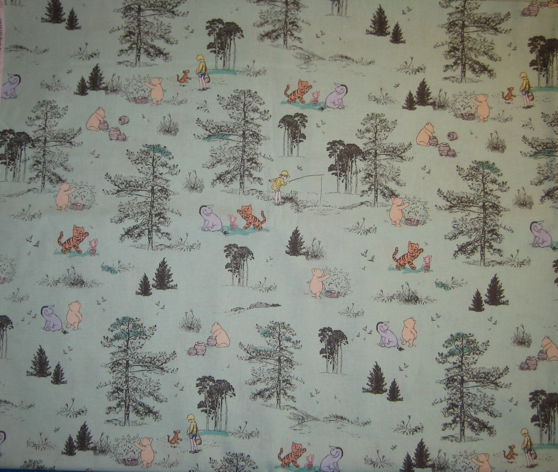  Disney Winnie The Pooh Fabric Wonder and Whimsy Silhouette Lace  in Blue Premium Quality Cotton Fabric by The Yard : Arts, Crafts & Sewing