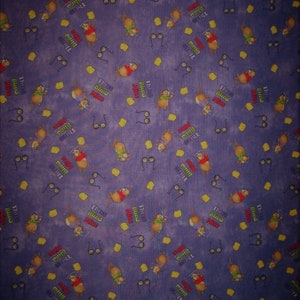 Three Blind Mice, pictures  of mice, cheese and words on purple, by Debbie Mumm, for Jo-Ann ( 20 x 42 inches )