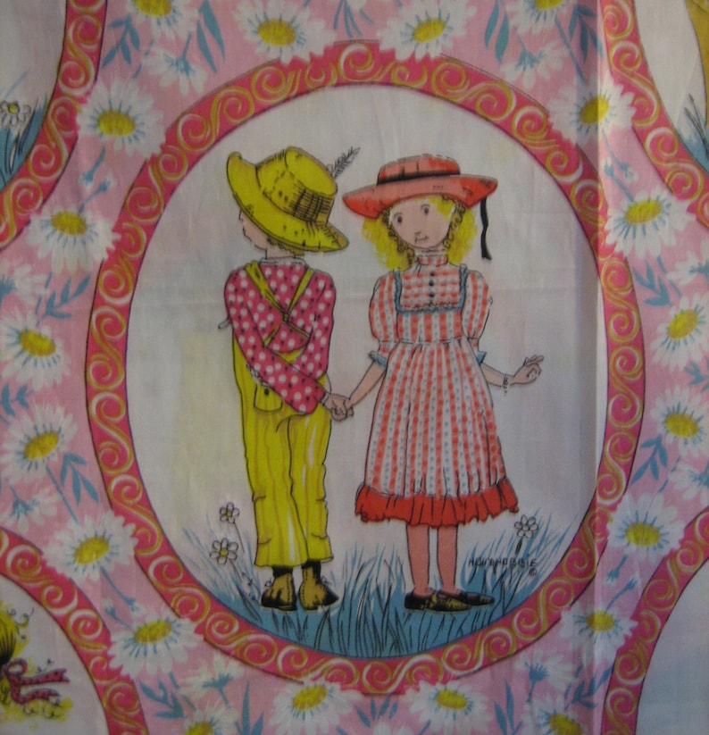 VERY RARE : Holly Hobbie poly cotton blend fabric retro vintage fabric American Greetings corp, by Manes Fabrics Co, 64 x 44 inches image 7