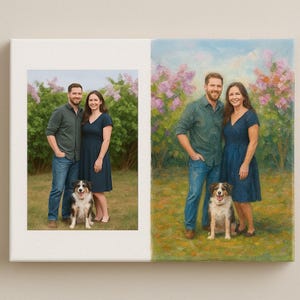 Stampa artistica Giclée personalizzata dalla tua foto / Tela o carta di qualità museale / Arte murale personalizzata / Ritratto di coppia, famiglia, animale domestico