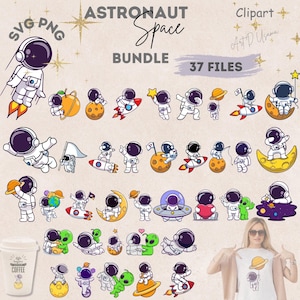 Astronaut & Space Adventure Clipart Bundle | Cute Space Clipart | Astronaut Rocket, Spaceman SVG PNG | 37 Unique Digital Files!