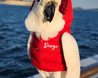 Gilet imbottito personalizzato per pappagalli e galline / Giacca invernale fatta a mano per uccelli alla moda / Possibilità di personalizzazione con testo e immagine