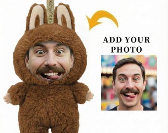 Llavero de peluche con cara personalizada - Estilo Labubu / Regalo de broma personalizado con foto / Regalo de Layeye extraño