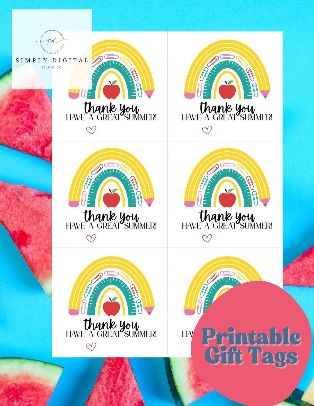 Teacher Thank You Gift Tag: Printable Appreciation Tag (PDF Download ...