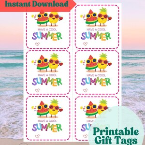 Have a Cool Summer Gift Tag – Printable End of School Year Tag, Instant Download, Summer Treat Tags for Kids, Teacher Gift Tags PDF