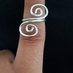 925 Sterling Silver Handmade Spiral Wire Ring – Adjustable Minimalist Statement Jewelry&quot;