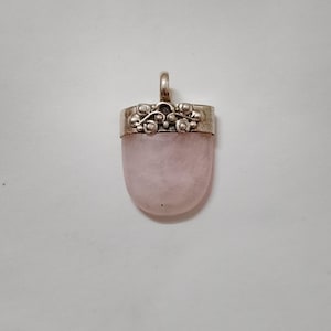 Natural/Rose Quartz Pendant 925 Sterling Silver Pendant Handmade Rose Quartz Gemstone Pendant Gift For him: Light Pink Rose