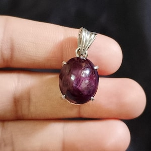 Natural Star Ruby 925 Sterling Silber Anhänger Sterling 925 Silber Halskette Geschenk für ihn / 6 Star RUBY PENDANT